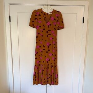 Rhode Midi Cap Sleeve Satin Dress